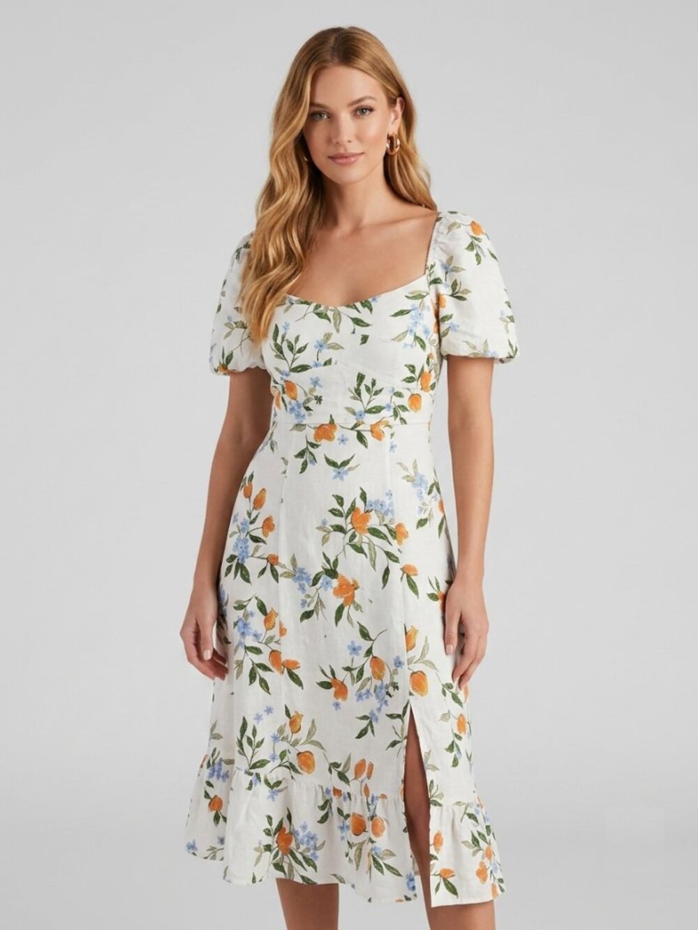 Linen Blend Positano Midi Dress
